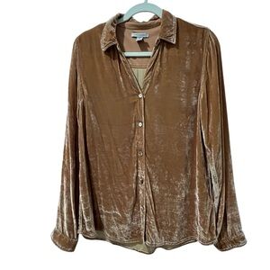 Carbon 2 Cobalt Velvet Shirt button down long sleeve soft silk size Medium